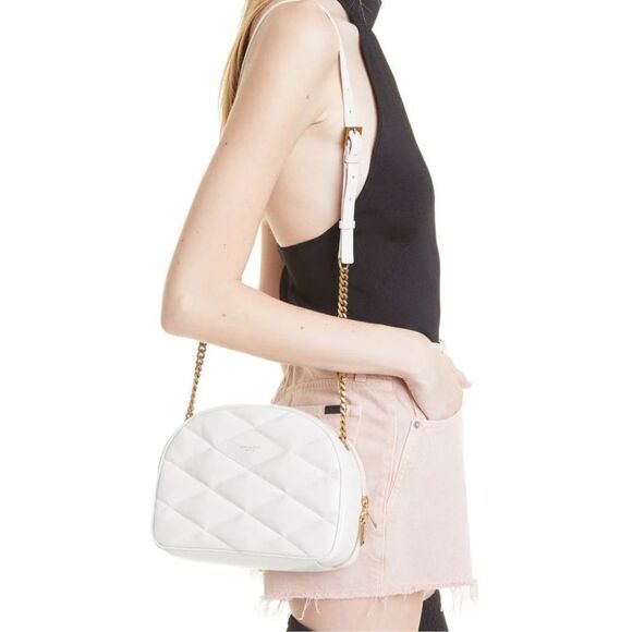 Saint Laurent Demie Lune Quilted Leather Crossbody Bag EUC MSRP $1850 Crema Soft - Picture 1 of 12